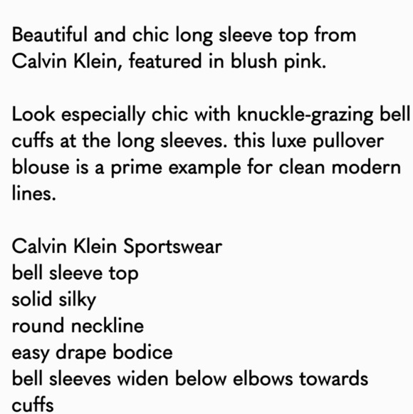 Calvin Klein Bell Sleeve Blouse Top Bohemian Cottagecore Barbiecore Designer - Picture 12 of 15